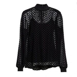 *NWT* Chic Tory Burch Sheer Velvet Burnout Blouse W/Triangle Geo Design Size 6